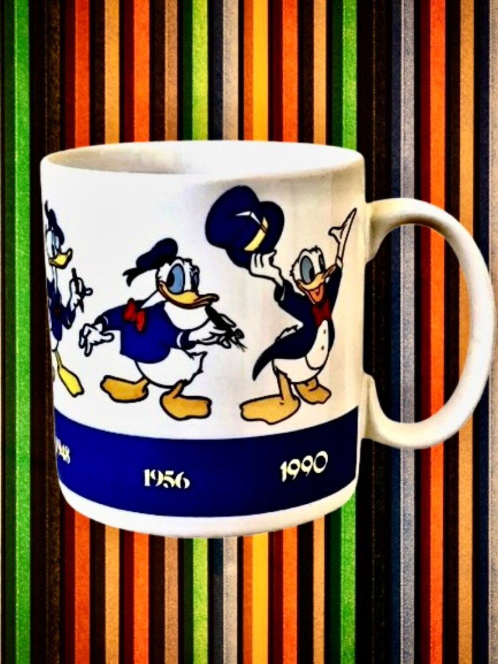 Disney Donald Duck Coffee Mug Cup Cartoon Changes Through the Years 1934-1990